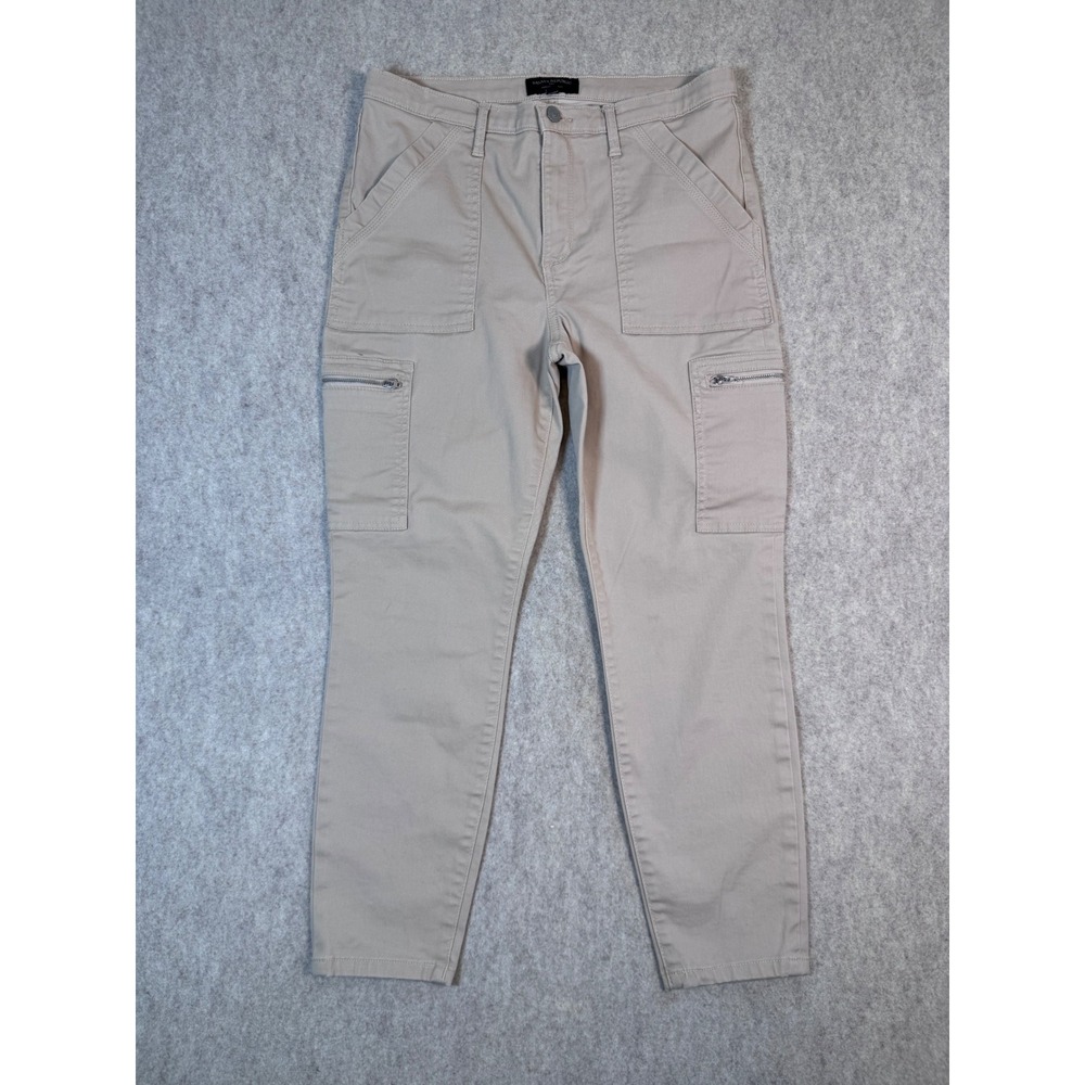 Banana Republic Womens High Rise Skinny Cargo Pants Khaki Size 30/10 Zip Pockets